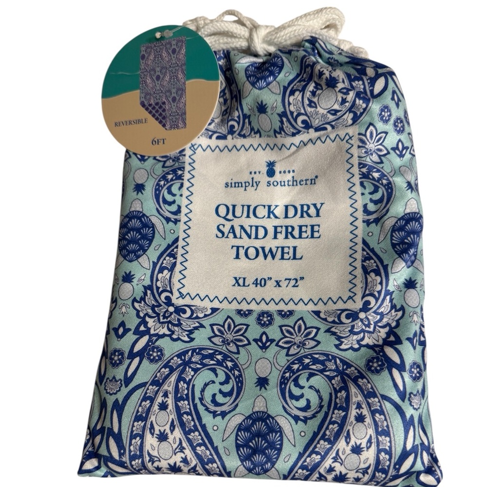 Simply Southern Blue and White Quick Dry Towel